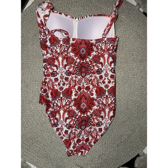 Niptuck Swim womens one piece bathing suit red Floral print size 4 Boho Bright - Picture 7 of 9